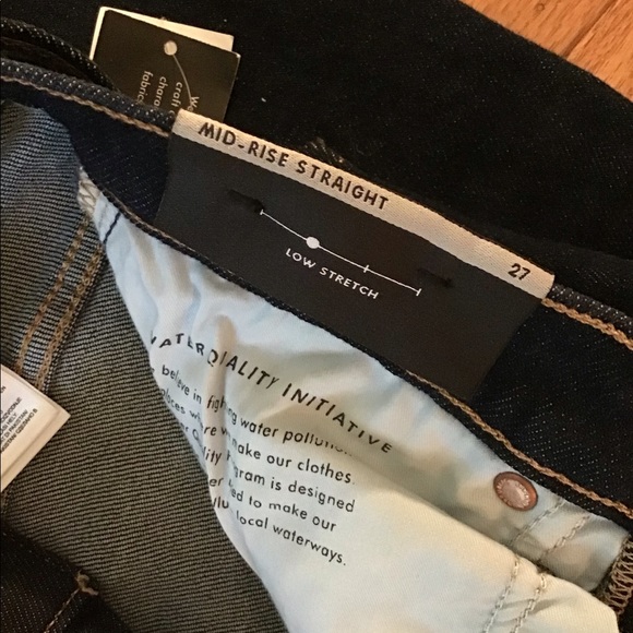 NWT BANANA REPUBLIC STRAIGHT LEG LOW STRETCH SOFT MID RISE JEANS - DARK RINSE - Picture 10 of 11